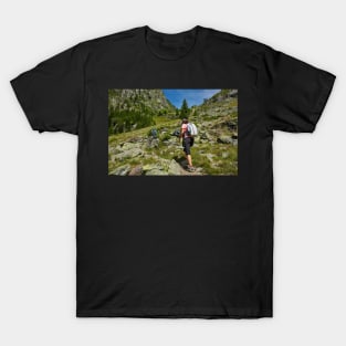 Group of hikers on a mountain trail T-Shirt